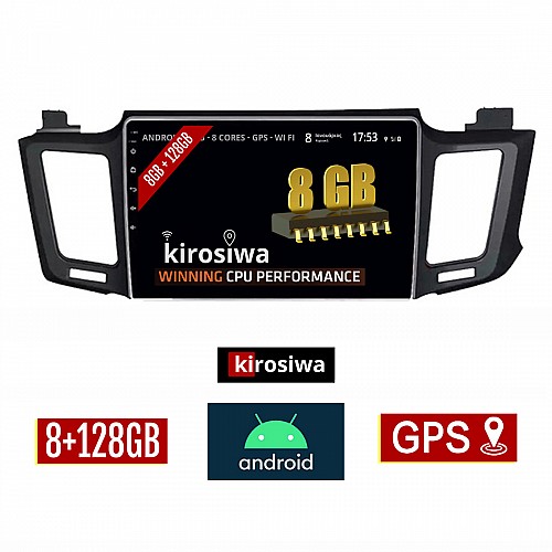 KIROSIWA 8GB + 128GB TOYOTA RAV4 (2013 - 2019) Android οθόνη αυτοκίνητου με GPS WI-FI (ηχοσύστημα αφής 10" ιντσών OEM RAV 4 Youtube Playstore MP3 USB Radio Bluetooth Mirrorlink DSP Apple Carplay Android Auto 4G Sim Card 4x60W) RX-9763
