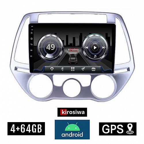 KIROSIWA 4+64GB HYUNDAI i20 (2008 - 2013) *με χειροκινητο κλιματισμό Android οθόνη αυτοκίνητου 4GB με GPS WI-FI (ηχοσύστημα αφής 9" ιντσών OEM Youtube Playstore USB Radio Bluetooth Mirrorlink DSP 4x60W Apple Carplay Android Auto 4G SIM card) CR-3901