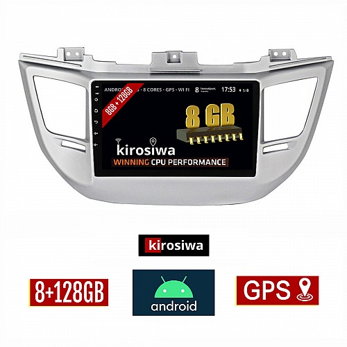 KIROSIWA 8GB + 128GB HYUNDAI TUCSON (2015 - 2019) Android οθόνη αυτοκίνητου με GPS WI-FI (ηχοσύστημα αφής 9" ιντσών OEM Youtube Playstore MP3 USB Radio Bluetooth Mirrorlink DSP Apple Carplay Android Auto 4G Sim Card 4x60W, AUX) RX-9362