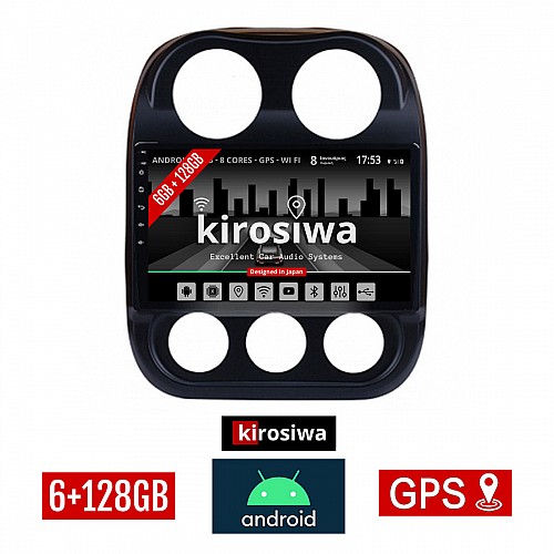 KIROSIWA 6+128GB JEEP COMPASS (2009 - 2016) Android οθόνη αυτοκίνητου 6GB με GPS WI-FI (ηχοσύστημα αφής 10" ιντσών OEM Youtube Playstore MP3 USB Radio Bluetooth Mirrorlink DSP Apple Carplay Android Auto 4G SIM card 4x60W, AUX) RX-9377