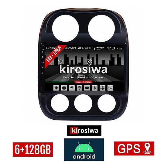 KIROSIWA 6+128GB JEEP COMPASS (2009 - 2016) Android οθόνη αυτοκίνητου 6GB με GPS WI-FI (ηχοσύστημα αφής 10" ιντσών OEM Youtube Playstore MP3 USB Radio Bluetooth Mirrorlink DSP Apple Carplay Android Auto 4G SIM card 4x60W, AUX) RX-9377