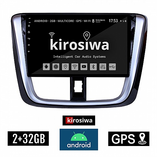 KIROSIWA 2+32GB TOYOTA YARIS (2015 - 2020) Android οθόνη αυτοκίνητου 2GB με GPS WI-FI (ηχοσύστημα αφής 9" ιντσών OEM Youtube Playstore MP3 USB Radio Bluetooth Mirrorlink εργοστασιακή, 4 x 60W) RX-9604