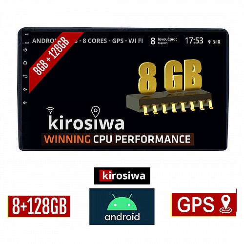 KIROSIWA 8GB + 128GB DACIA DUSTER (2012 - 2019) Android οθόνη αυτοκίνητου με GPS WI-FI (ηχοσύστημα αφής 9" ιντσών OEM Youtube Playstore MP3 USB Radio Bluetooth Mirrorlink DSP Apple Carplay Android Auto 4G Sim Card 4x60W, AUX) KLS-7944