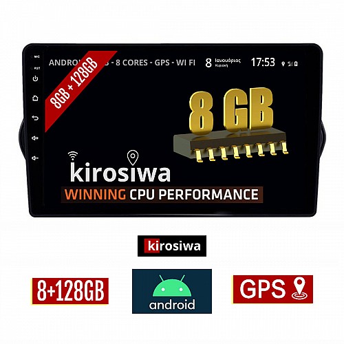KIROSIWA 8GB + 128GB FIAT TIPO (2015 - 2019) Android οθόνη αυτοκίνητου με GPS WI-FI (ηχοσύστημα αφής 9" ιντσών OEM Youtube Playstore MP3 USB Radio Bluetooth Mirrorlink DSP Apple Carplay Android Auto 4G Sim Card 4x60W, AUX) KLS-7948