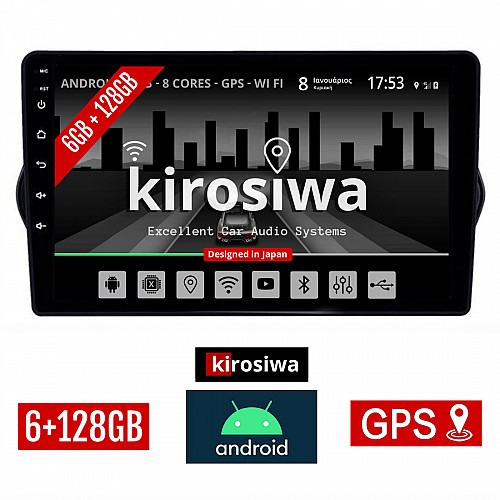 KIROSIWA 6+128GB FIAT TIPO (2015 - 2019) Android οθόνη αυτοκίνητου 6GB με GPS WI-FI (ηχοσύστημα αφής 9" ιντσών OEM Youtube Playstore MP3 USB Radio Bluetooth Mirrorlink DSP Apple Carplay Android Auto 4G SIM card 4x60W, AUX) KLS-7951
