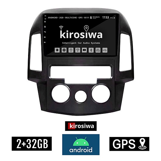 KIROSIWA 2+32GB HYUNDAI i30 (2007 - 2012) Android οθόνη αυτοκίνητου 2GB με GPS WI-FI (ηχοσύστημα αφής 9" ιντσών OEM Youtube Playstore MP3 USB Radio Bluetooth Mirrorlink εργοστασιακή, 4x60W, AUX) KLS-8100