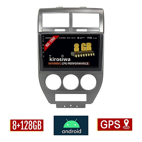 KIROSIWA 8GB + 128GB JEEP COMPASS (2009 - 2016) Android οθόνη αυτοκίνητου με GPS WI-FI (ηχοσύστημα αφής 10" ιντσών OEM Youtube Playstore MP3 USB Radio Bluetooth Mirrorlink 4x60W DSP Apple Carplay Android Auto 4G Sim Card) BR-1520