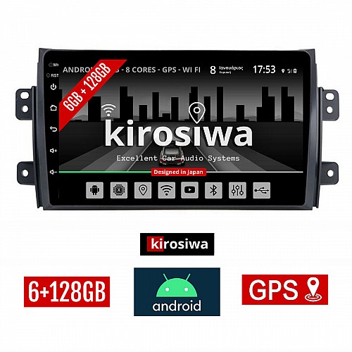 KIROSIWA 6+128GB SUZUKI SX4 (2005-2013) Android οθόνη αυτοκίνητου 6GB με GPS WI-FI (ηχοσύστημα αφής 9" ιντσών OEM Youtube Playstore MP3 USB Radio Bluetooth Mirrorlink DSP Apple Carplay Android Auto 4G SIM card AUX, 4x60W) RX-9564