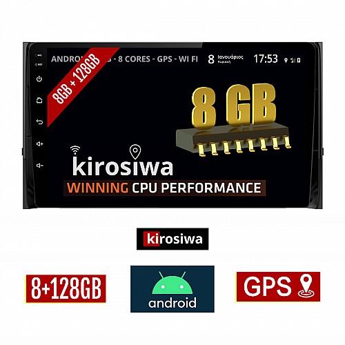 KIROSIWA 8GB + 128GB SKODA KAROQ (μετά το 2017) Android οθόνη αυτοκίνητου με GPS WI-FI (ηχοσύστημα αφής 10" ιντσών OEM Youtube Playstore MP3 USB Radio Bluetooth Mirrorlink DSP Apple Carplay Android Auto 4G Sim Card 4x60W, AUX) RX-9520
