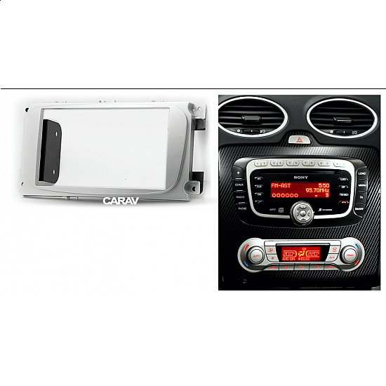 Πρόσοψη Ford C-MAX, Focus, Galaxy, Mondeo, S-Max, Transit Connect (2-DIN πλαίσιο για ηχοσύστημα ή οθόνη αυτοκινήτου 2DIN φιλέτο 2 DIN) Ασημί