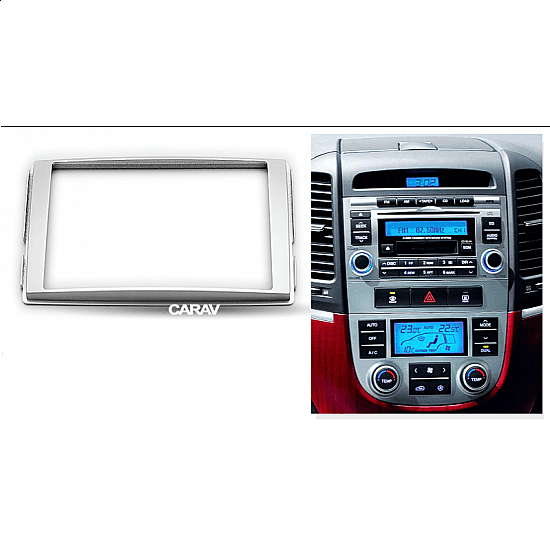 Πρόσοψη Hyundai Santa Fe (2006 - 2012) 2-DIN πλαίσιο για ηχοσύστημα ή οθόνη αυτοκινήτου 2DIN φιλέτο ασημί ασημένιο χρώμα 2 DIN