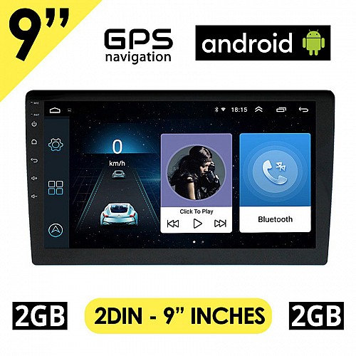 9" ιντσών Android οθόνη αυτοκινήτου 2GB με GPS (ηχοσύστημα WI-FI Youtube USB 2DIN MP3 MP5 Bluetooth Mirrorlink 4x60W refurbished Universal)