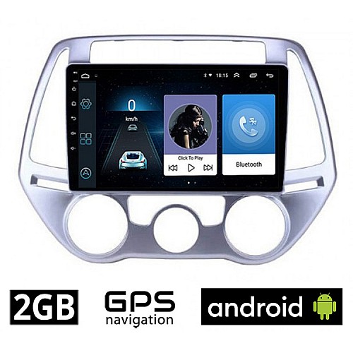 HYUNDAI i20 (2008 - 2013) *με χειροκινητο κλιματισμό Android οθόνη αυτοκίνητου 2GB με GPS WI-FI (ηχοσύστημα αφής 9" ιντσών OEM Youtube Playstore MP3 USB Radio Bluetooth Mirrorlink εργοστασιακή, 4x60W, AUX) HY274-2GB