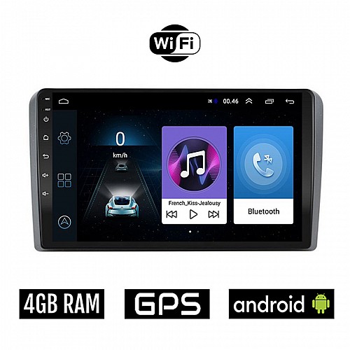 AUDI A3 (2003-2012) Android οθόνη αυτοκίνητου 4GB με GPS WI-FI (ηχοσύστημα αφής 9" ιντσών OEM Youtube Playstore MP3 USB Radio Bluetooth Mirrorlink Α3 εργοστασιακή, 4x60W, AUX)