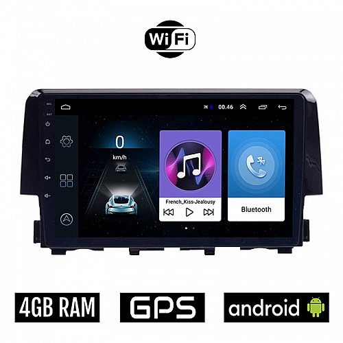 HONDA CIVIC (μετά το 2016) Android οθόνη αυτοκίνητου 4GB με GPS WI-FI (ηχοσύστημα αφής 9" ιντσών OEM Youtube Playstore MP3 USB Radio Bluetooth Mirrorlink εργοστασιακή, 4x60W, AUX)