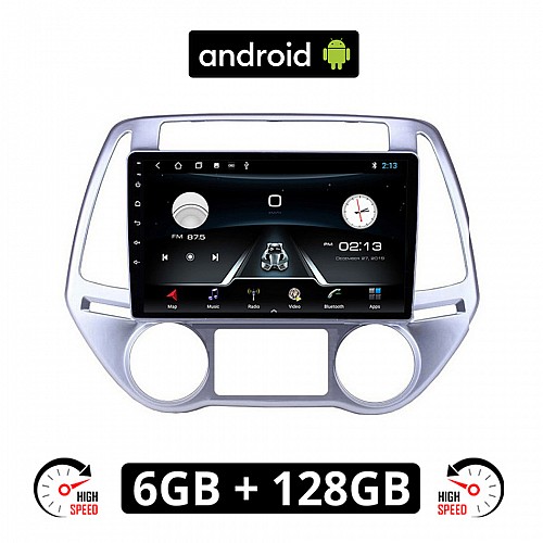 HYUNDAI i20 (2008 - 2013) *με αυτόματο κλιματισμό Android οθόνη αυτοκίνητου 6GB με GPS WI-FI (ηχοσύστημα αφής 9" ιντσών OEM Youtube Playstore MP3 USB Radio Bluetooth Mirrorlink εργοστασιακή, 4x60W, AUX) HY274A-6GB