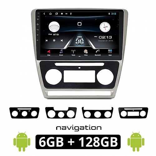 SKODA OCTAVIA 5 (2005 - 2012) Android οθόνη αυτοκίνητου 6GB με GPS WI-FI (Mk2 ηχοσύστημα αφής 10" ιντσών OEM Youtube Playstore MP3 USB Radio Bluetooth Mirrorlink εργοστασιακή, 4x60W, AUX, ασημί) SK55-6GB