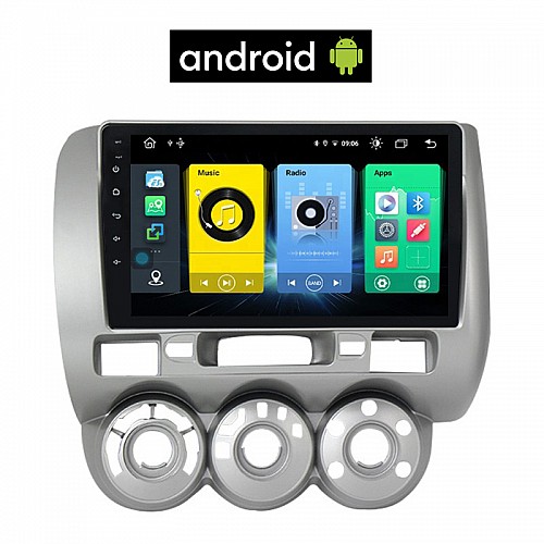 HONDA JAZZ 2002-2008 Android οθόνη αυτοκίνητου με GPS WI-FI (ηχοσύστημα αφής 9" ιντσών OEM Youtube Playstore MP3 USB Radio Bluetooth Mirrorlink εργοστασιακή, 4x60W, AUX) HO984