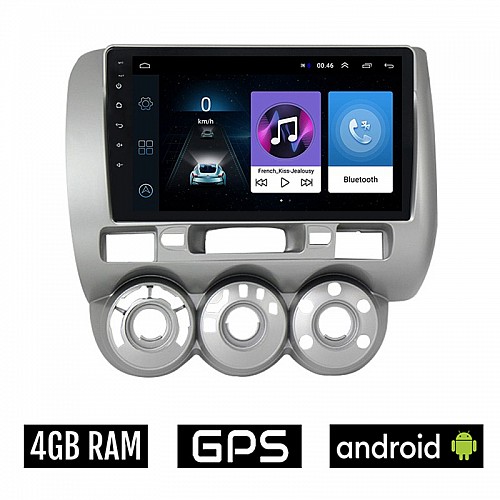 HONDA JAZZ 2002-2008 Android οθόνη αυτοκίνητου 4GB με GPS WI-FI (ηχοσύστημα αφής 9" ιντσών OEM Youtube Playstore MP3 USB Radio Bluetooth Mirrorlink εργοστασιακή, 4x60W, AUX) HO984-4GB