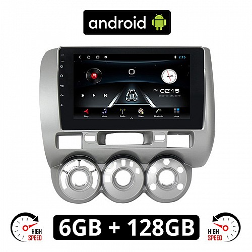 HONDA JAZZ 2002-2008 Android οθόνη αυτοκίνητου 6GB με GPS WI-FI (ηχοσύστημα αφής 9" ιντσών OEM Youtube Playstore MP3 USB Radio Bluetooth Mirrorlink εργοστασιακή, 4x60W, AUX)