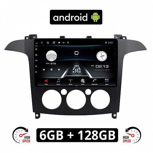 FORD S-MAX 2006 - 2014 (με χειροκίνητο κλιματισμό) Android οθόνη αυτοκίνητου 6GB με GPS WI-FI (ηχοσύστημα αφής 9" ιντσών OEM Youtube Playstore MP3 USB Radio Bluetooth Mirrorlink εργοστασιακή, 4x60W, AUX)