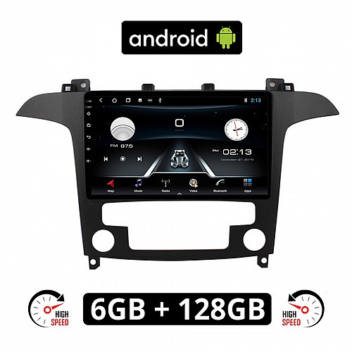 FORD S-MAX 2006 - 2014 (με αυτόματο κλιματισμό) Android οθόνη αυτοκίνητου 6GB με GPS WI-FI (ηχοσύστημα αφής 9" ιντσών OEM Youtube Playstore MP3 USB Radio Bluetooth Mirrorlink εργοστασιακή, 4x60W, AUX)