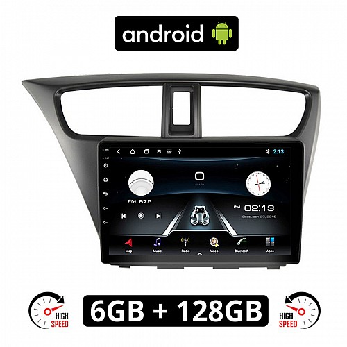 HONDA CIVIC (2012 - 2016) Android οθόνη αυτοκίνητου 6GB με GPS WI-FI (ηχοσύστημα αφής 9" ιντσών OEM Youtube Playstore MP3 USB Radio Bluetooth Mirrorlink εργοστασιακή, 4x60W, AUX) HO61-6GB