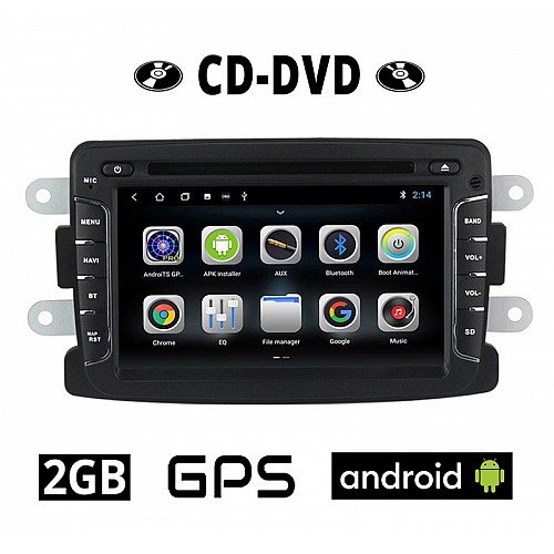 DACIA LOGAN - SANDERO (2012 - 2019) CD DVD Android οθόνη αυτοκίνητου 2GB με GPS WI-FI DSP (ηχοσύστημα αφής 7" ιντσών OEM Youtube Playstore MP3 USB Bluetooth 4x60W Radio Mirrorlink εργοστασιακού τύπου) DA24-2CD