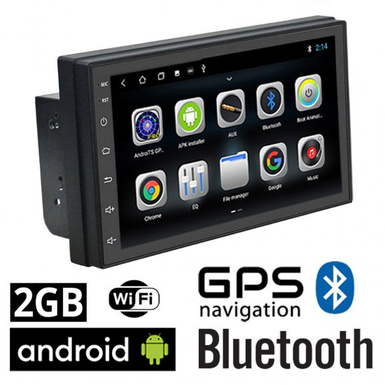 Οθόνη αυτοκίνητου 7'' ιντσών Android με 2GB Ram και GPS (WI-FI Playstore MP3 MP5 USB 2-DIN Ραδιόφωνο Bluetooth Mirrorlink Universal 4x60W 2DIN Video) L7025