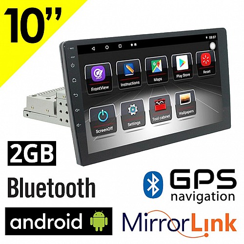 1-DIN Android (2GB RAM) οθόνη αυτοκινήτου 10" ιντσών με GPS (Playstore WI-FI Youtube USB 1DIN MP3 MP5 Bluetooth Mirrorlink Universal 4x60W πλοήγηση ηχοσύστημα) R102