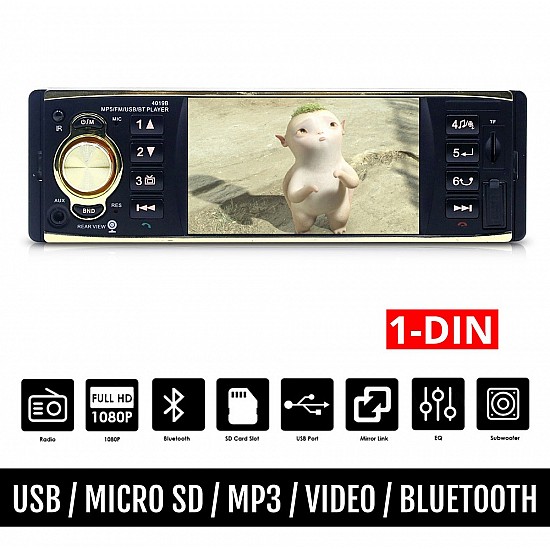 Radio-USB αυτοκινήτου με έγχρωμη οθόνη Bluetooth MP3 Video (1-DIN 1DIN multimedia ανοιχτή ακρόαση 4'' ιντσών 4x60W radio microSD universal) 4019B
