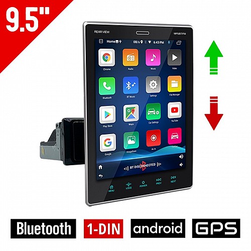 Android ρυθμιζόμενη καθ' ύψος 2GB οθόνη αυτοκινήτου 9,5" ιντσών με Ελληνικό GPS (1-DIN Playstore ηχοσύστημα WI-FI youtube USB 1DIN MP3 MP5 bluetooth mirrorlink 4x60W universal) 9512A