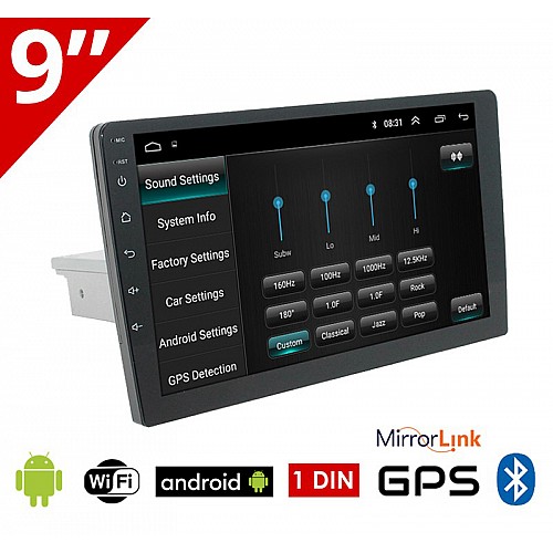 CAMERA + 1DIN Android οθόνη αυτοκινήτου 9" ιντσών με GPS (ηχοσύστημα, WI-FI, Youtube, USB, 1 DIN, MP3, MP5, Bluetooth, Mirrorlink, Universal, 4x60W, AUX) 4910