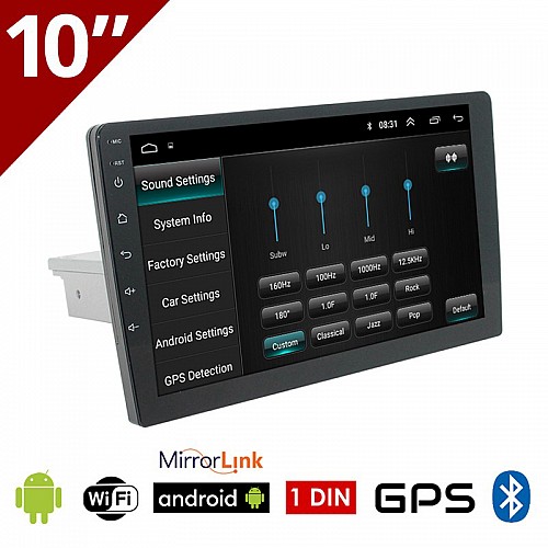 CAMERA + Android οθόνη αυτοκινήτου 10" ιντσών 1DIN με GPS (ηχοσύστημα, WI-FI, Youtube, USB, 1DIN, MP3, MP5, Bluetooth, Mirrorlink, Universal, 4x60W, AUX) 4915