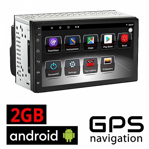 CAMERA + Οθόνη 7" ιντσών Android με 2GB ram GPS WI-FI (Full Touch Playstore αυτοκίνητου Youtube ραδιόφωνο MP3 USB video OBD OBDII 2 Bluetooth, 2DIN, Universal, 4x60W, AUX, Mirrorlink) 4931
