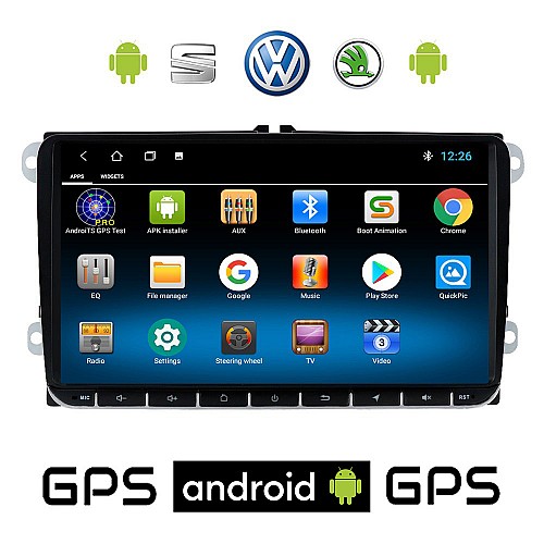 CAMERA + VOLKSWAGEN VW SKODA SEAT Android οθόνη 9" με GPS WI-FI Playstore Youtube (Golf Polo Passat Octavia 5 6 Leon MP3 USB Video Radio ΟΕΜ Bluetooth ηχοσύστημα αυτοκίνητου OEM Mirrorlink)