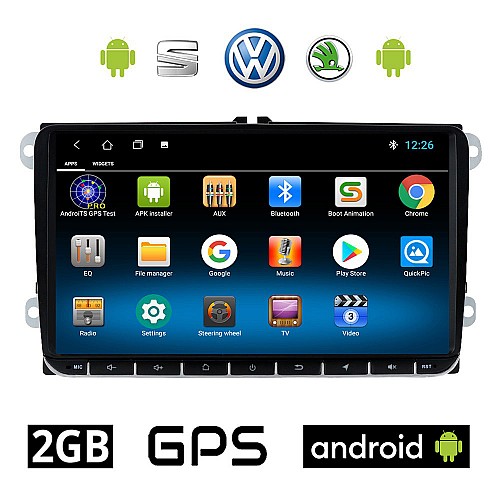 CAMERA + VOLKSWAGEN VW SKODA SEAT 2GB Android οθόνη 9" με GPS WI-FI Playstore Youtube (Golf Polo Passat Octavia 5 6 Leon MP3 USB Video Radio ΟΕΜ Bluetooth ηχοσύστημα αυτοκίνητου OEM Mirrorlink)