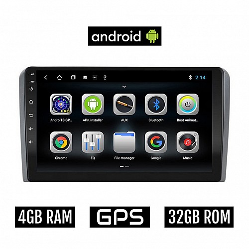 CAMERA + AUDI A3 (2003-2012) Android οθόνη αυτοκίνητου 4GB με GPS WI-FI (ηχοσύστημα αφής 9" ιντσών OEM Youtube Playstore MP3 USB Radio Bluetooth Mirrorlink Α3 εργοστασιακή, 4x60W, AUX) 5176