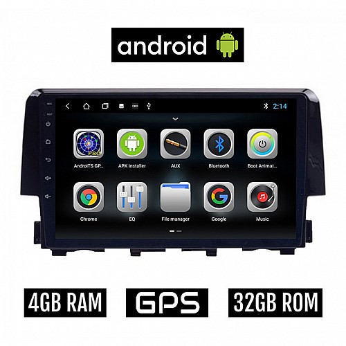 CAMERA + HONDA CIVIC (μετά το 2016) Android οθόνη αυτοκίνητου 4GB με GPS WI-FI (ηχοσύστημα αφής 9" ιντσών OEM Youtube Playstore MP3 USB Radio Bluetooth Mirrorlink εργοστασιακή, 4x60W, AUX) 5210