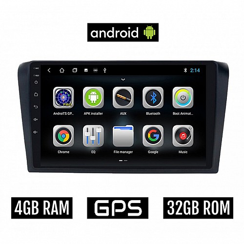 CAMERA + MAZDA 3 (2003 - 2008) Android οθόνη αυτοκίνητου 4GB με GPS WI-FI (ηχοσύστημα αφής 9" ιντσών OEM Youtube Playstore MP3 USB Radio Bluetooth Mirrorlink εργοστασιακή, 4x60W, AUX) 5255