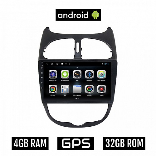 CAMERA + PEUGEOT 206 (1998 - 2006) Android οθόνη αυτοκίνητου 4GB με GPS WI-FI (ηχοσύστημα αφής 9" ιντσών OEM Youtube Playstore MP3 USB Radio Bluetooth Mirrorlink εργοστασιακή, 4x60W, AUX) 5282