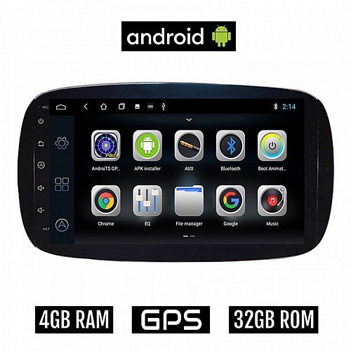 CAMERA + SMART 453 (μετά το 2016) Android οθόνη αυτοκίνητου 4GB με GPS WI-FI (ηχοσύστημα αφής 9" ιντσών FORTWO OEM Youtube Playstore MP3 USB Radio Bluetooth Mirrorlink εργοστασιακή, AUX, 4x60W) 5300