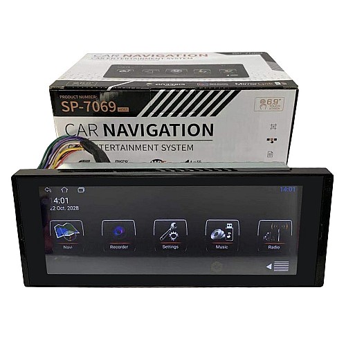 Universal 1 din Car 6,9“ HD Mirror Link Player οθόνη αφής BT GPS WI-FI Youtube USB Bluetooth MP3 MP5 4x60W Multimedia X7484
