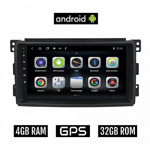 CAMERA + SMART 451 (2007-2010) Android οθόνη αυτοκίνητου 4GB με GPS WI-FI (FORTWO, ηχοσύστημα αφής 9" ιντσών OEM Youtube Playstore MP3 USB Radio Bluetooth Mirrorlink εργοστασιακή, 4x60W, AUX) 5588