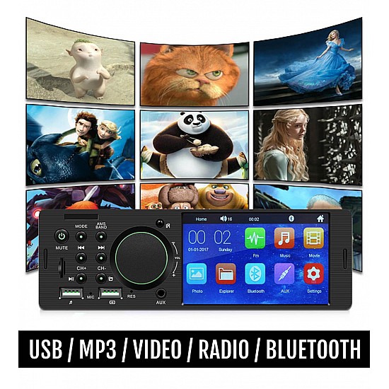 Radio-USB αυτοκινήτου με οθόνη 4" ιντσών Bluetooth MP3 Video 1-DIN (ράδιο DIN multimedia ανοιχτή ακρόαση ιντσών 4x60W MP5 microSD universal) 7805