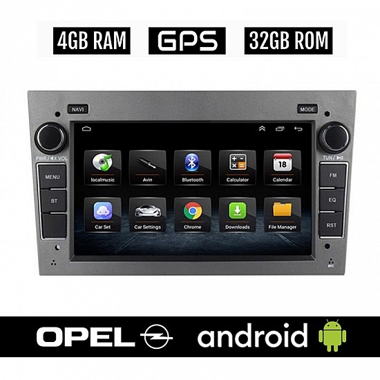 OPEL 4GB Android για CORSA C D ASTRA H G VECTRA ZAFIRA MERIVA οθόνη αυτοκίνητου με GPS WI-FI (Youtube Playstore 32GB ROM RAM ηχοσύστημα αφής 7" ιντσών OEM MP3 USB Bluetooth Mirrorlink εργοστασιακή γκρί ανθρακί) OP44-4GB
