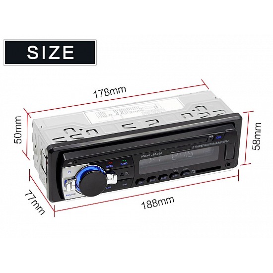 Radio-MP3 αυτοκινήτου με USB, SD Card και Bluetooth (ανοιχτή ακρόαση, ράδιο, ηχοσύστημα, SDcard, 1DIN, OEM, MP3, 1DIN, ραδιόφωνο, radio, 4x60W, Universal)
