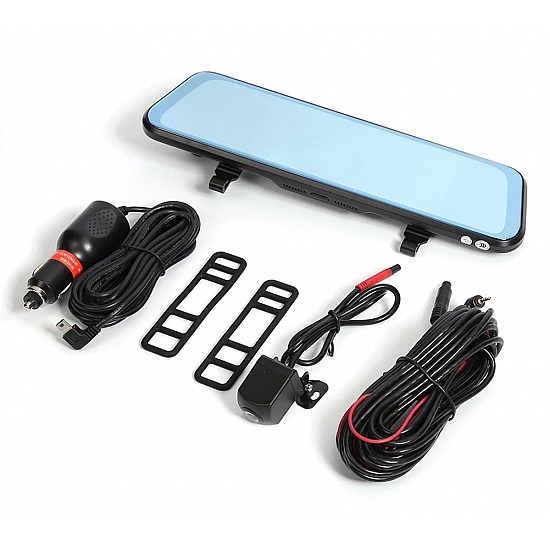 Καθρέφτης αυτοκινήτου με 2 κάμερες (μπροστά και πίσω) και οθόνη αφής 10" ιντσών (καταγραφικό σύστημα DVR καθρέπτης κάμερα οπισθοπορείας προστασίας android οθόνη camera εργοστασιακού τύπου monitor recorder usb HD MP5 LCD oem video)