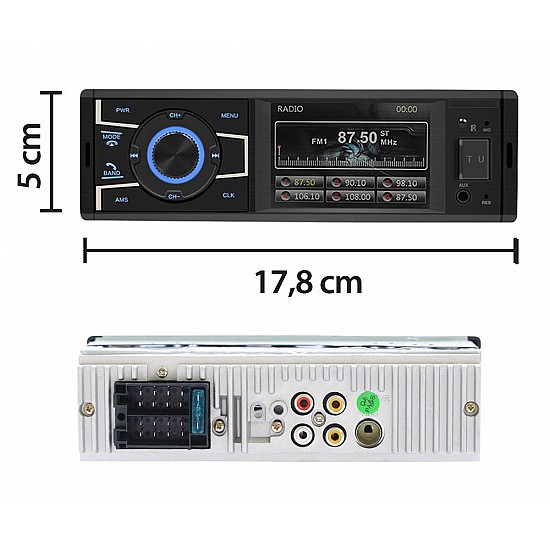 Radio-USB 1-DIN 4'' ιντσών με Bluetooth MP3 Video (έγχρωμη οθόνη 1DIN multimedia ηχοσύστημα ράδιο αυτοκινήτου ανοιχτή ακρόαση 4x60W MP3 MP5 microSD universal) S1