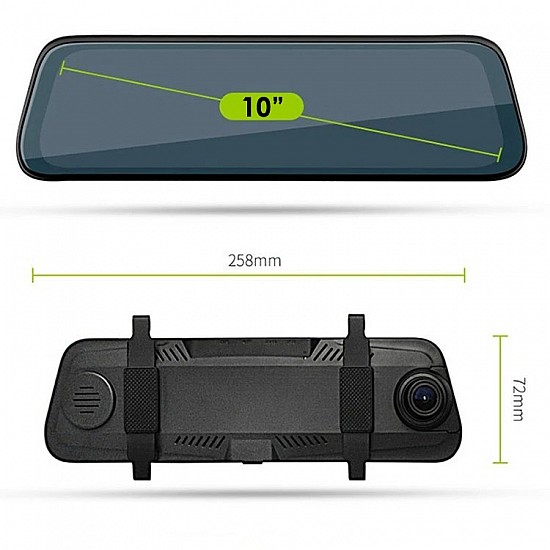 Καθρέφτης αυτοκινήτου 10" ιντσών με 2 κάμερες μπροστά και πίσω (F1062, καταγραφικό σύστημα ασφαλείας, αυτοκινήτου, οθόνη αφής, DVR, κάμερα οπισθοπορείας, προστασίας, καθρέπτης, monitor recorder usb HD MP5 έγχρωμη TFT LCD oem video camera in)